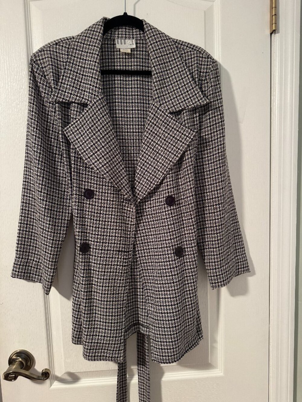Vintage Rouge Helium Houndstooth Belted Blazer Jacket Women’s Large